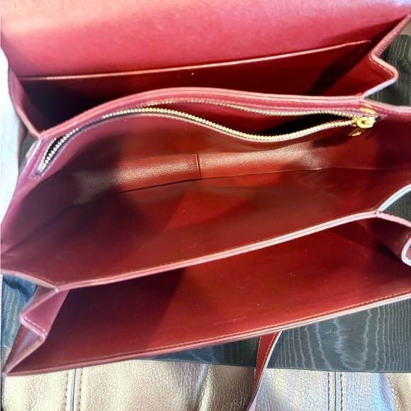 Celine triomphe classique box Medium Calfskin Dark red Wine red canvas handbag - Picture 10 of 16